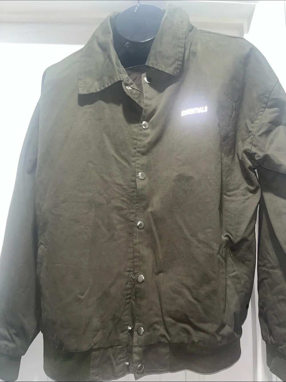 ESSENTIALS Men’s Small Olive Green Coach Jacket